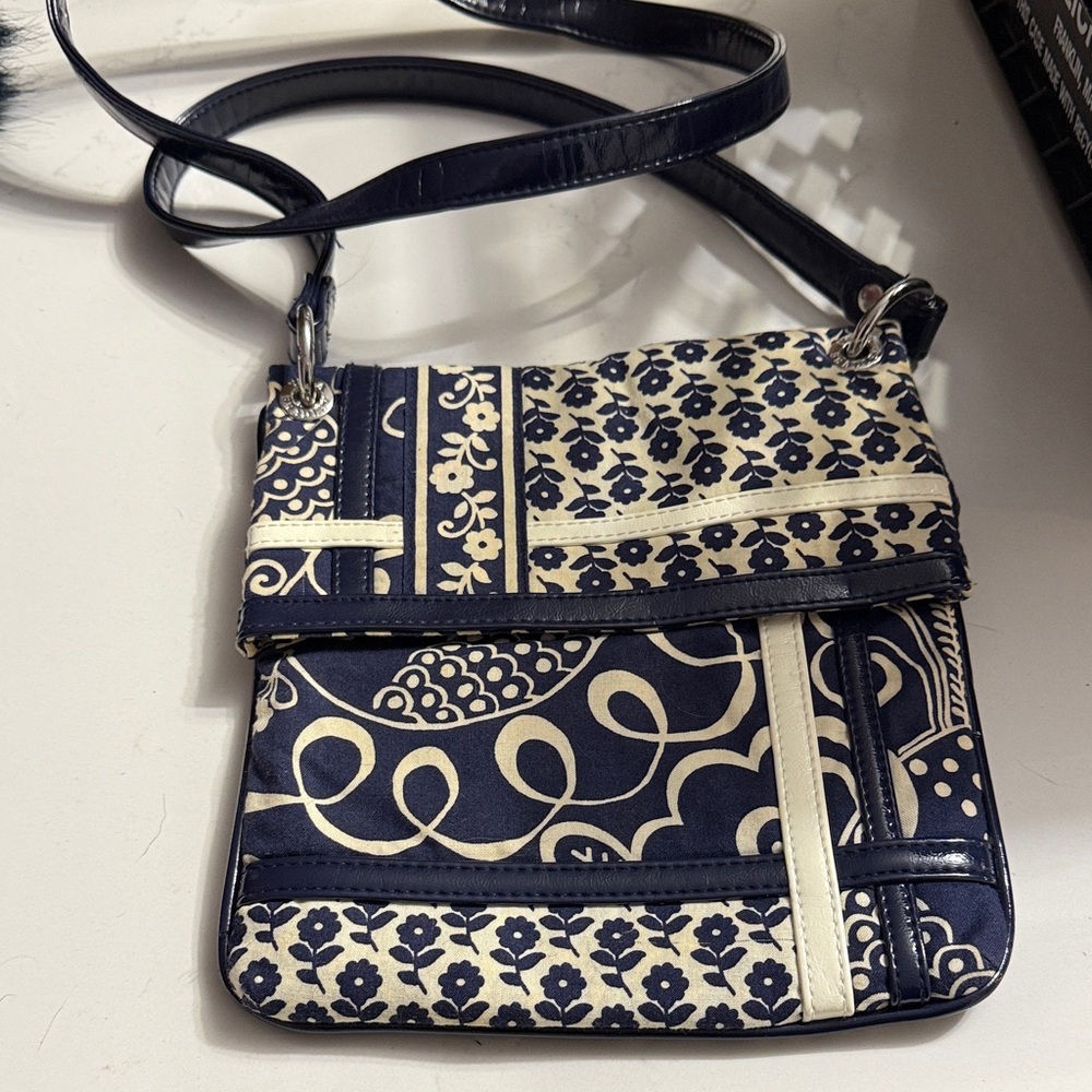 Vera Bradley Navy and Cream Floral Crossbody Bag